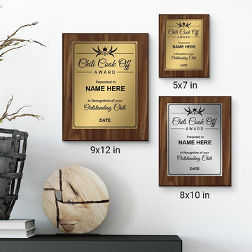 Signs ByLITA Customizable Chili Cook Off Award Wooden Plaque Award with Easel Stand, Engraved Gift for Chili Cook Off Competitions, Cooking Events and Cooking Awards